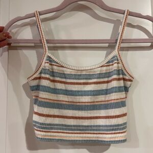 Roxy Multicolor Striped Ribbed Crop Cropped Tank